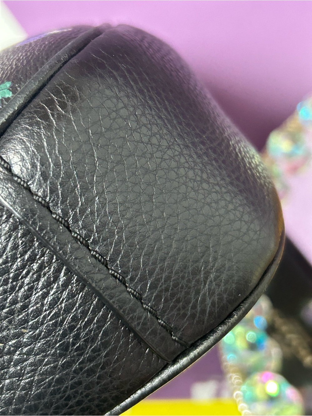 Coach Black Pebbled Leather Shoulder Bag w/Floral Print Approx. 12 x 9.5 x 3 - Picture 12 of 17